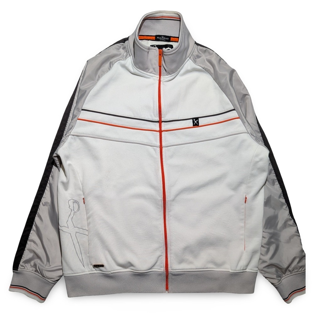 Marc Ecko Cut & Sew Track Jacket Men's‎ XXL Zip Up White Gray Orange